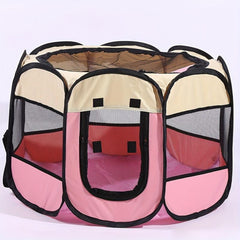 Foldable Pet Playpen w/ Breathable Mesh Window - Indoor/Outdoor