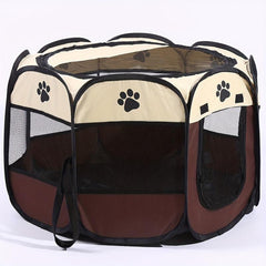 Foldable Pet Playpen w/ Breathable Mesh Window - Indoor/Outdoor