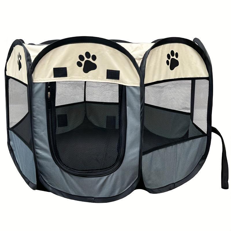Foldable Pet Playpen w/ Breathable Mesh Window - Indoor/Outdoor
