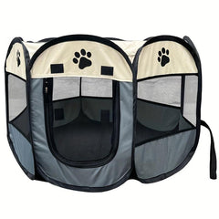 Foldable Pet Playpen w/ Breathable Mesh Window - Indoor/Outdoor