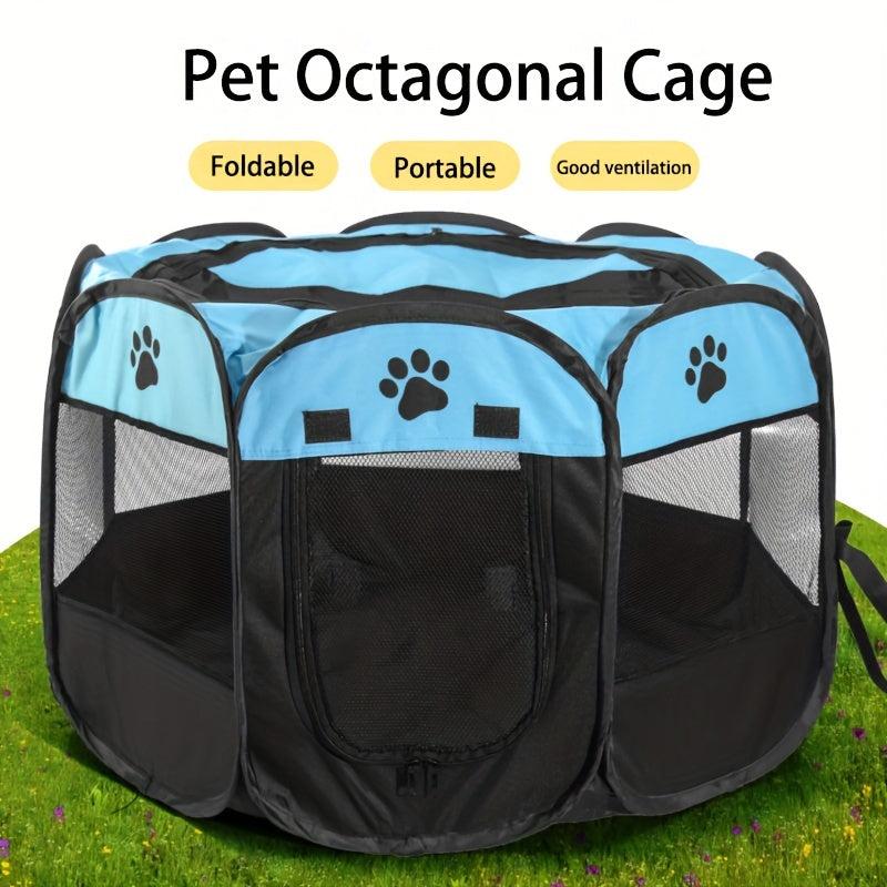 Foldable Pet Playpen w/ Breathable Mesh Window - Indoor/Outdoor