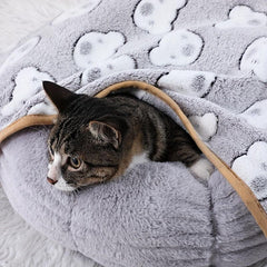 Cute Dog Paw Print Flannel Pet Blanket - Machine Washable Cat Pad