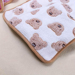 Cute Dog Paw Print Flannel Pet Blanket - Machine Washable Cat Pad