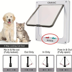 Lockable Pet Dog Cat Flap Door for Interior/Exterior Doors