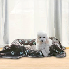 Paw Printed Pet Blanket Soft Warm Cat Dog Bed Blanket