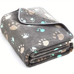 Paw Printed Pet Blanket Soft Warm Cat Dog Bed Blanket