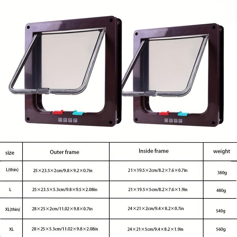 4-Way Lock Cat Door for Indoor/Outdoor Entry/Exit Weatherproof Pet Door