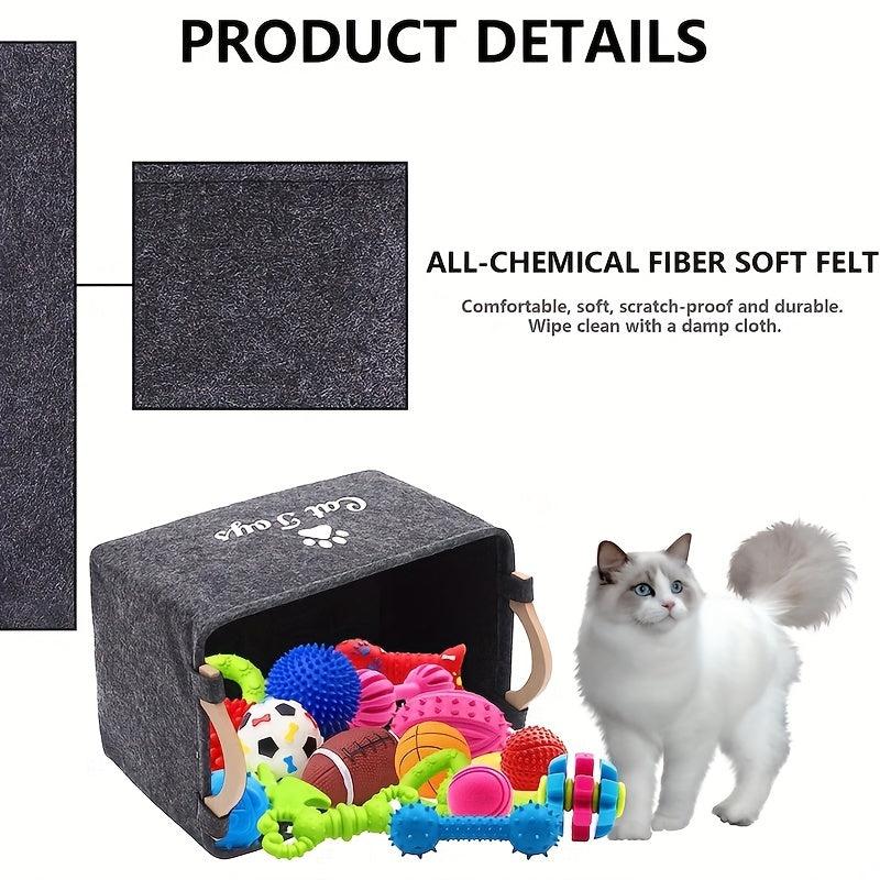 Collapsible Pet Toy Storage Basket For Cats & Dogs