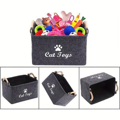 Collapsible Pet Toy Storage Basket For Cats & Dogs
