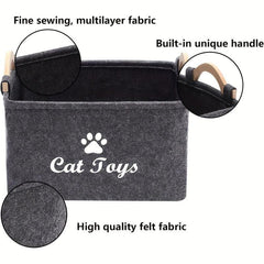 Collapsible Pet Toy Storage Basket For Cats & Dogs