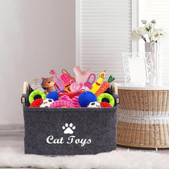 Collapsible Pet Toy Storage Basket For Cats & Dogs