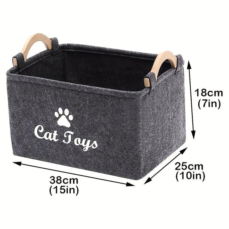 Collapsible Pet Toy Storage Basket For Cats & Dogs