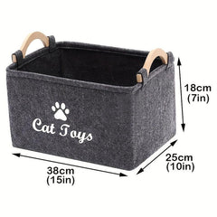 Collapsible Pet Toy Storage Basket For Cats & Dogs