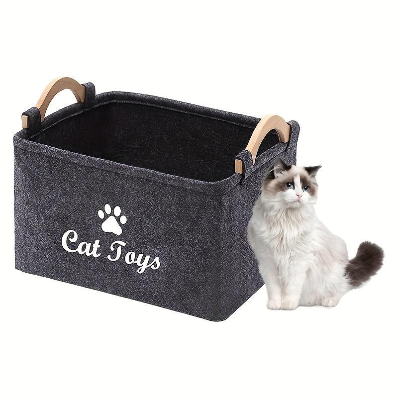 Collapsible Pet Toy Storage Basket For Cats & Dogs