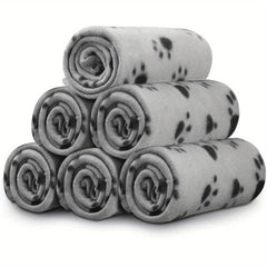 Cozy 6pcs Paw Graphic Pet Blanket Bed Cover for Dogs & Cats