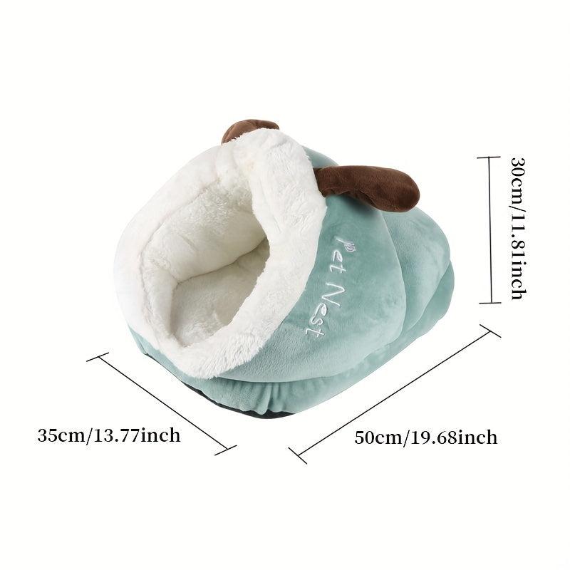 Warm Cat Kennel Semi enclosed Cat Cave Nest Slipper Shaped Thermal Soft Cat Bed