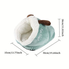 Warm Cat Kennel Semi enclosed Cat Cave Nest Slipper Shaped Thermal Soft Cat Bed