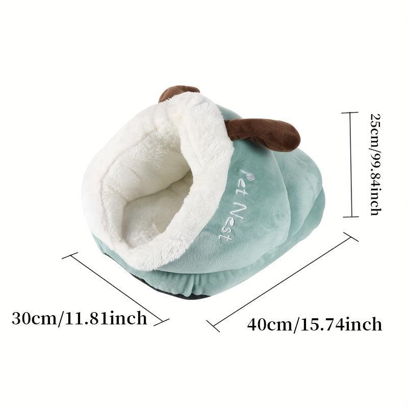Warm Cat Kennel Semi enclosed Cat Cave Nest Slipper Shaped Thermal Soft Cat Bed