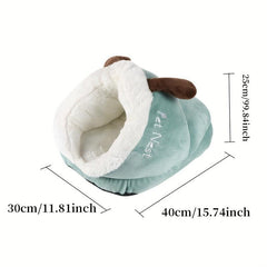 Warm Cat Kennel Semi enclosed Cat Cave Nest Slipper Shaped Thermal Soft Cat Bed