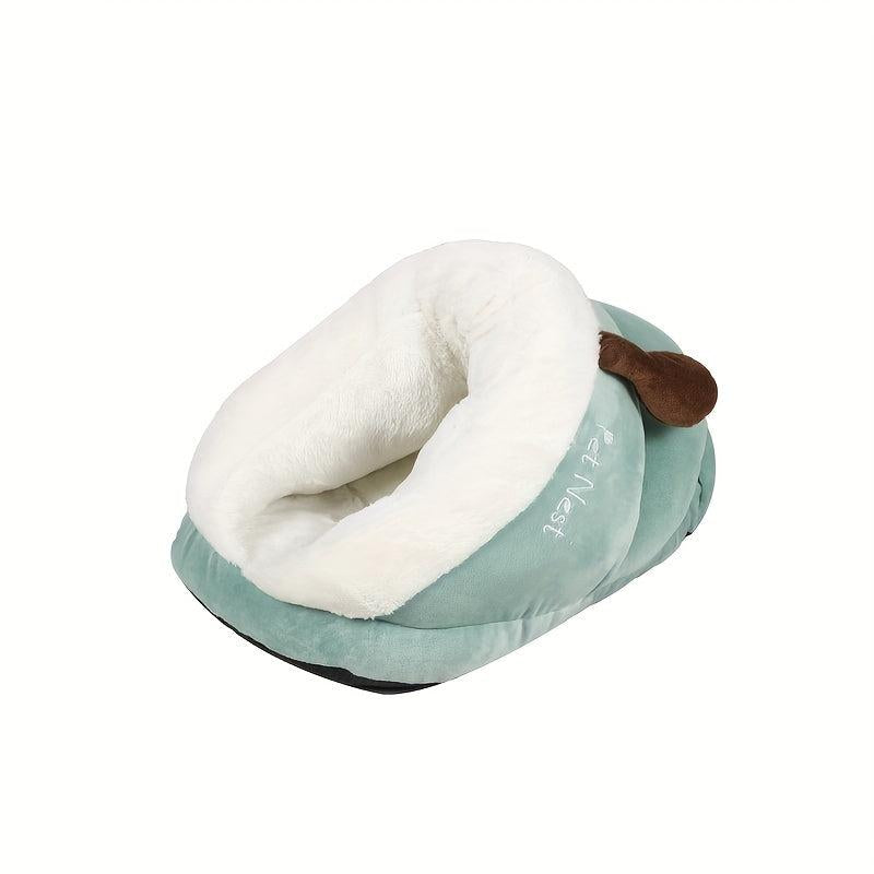Warm Cat Kennel Semi enclosed Cat Cave Nest Slipper Shaped Thermal Soft Cat Bed