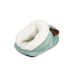 Warm Cat Kennel Semi enclosed Cat Cave Nest Slipper Shaped Thermal Soft Cat Bed