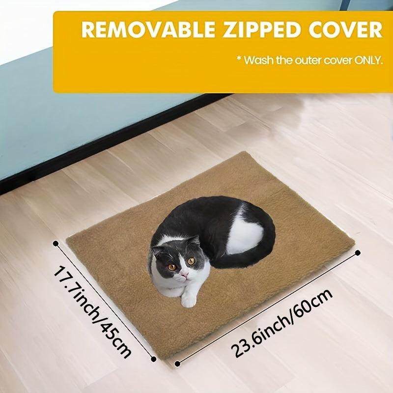 Self Warming Cat Bed Small Dog Mat Thermal Pet Pad with Removable Cover