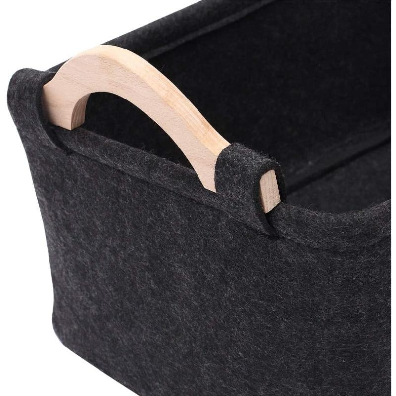 Felt Storage Box with Wooden Handle for Pet Supplies