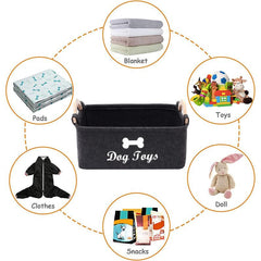 Felt Storage Box with Wooden Handle for Pet Supplies