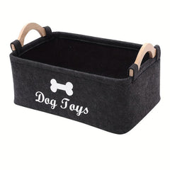 Felt Storage Box with Wooden Handle for Pet Supplies