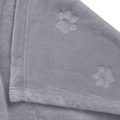 Soft Paw Print Dog Blanket: Calming Mat for Sleep, Thermal Flannel Throw
