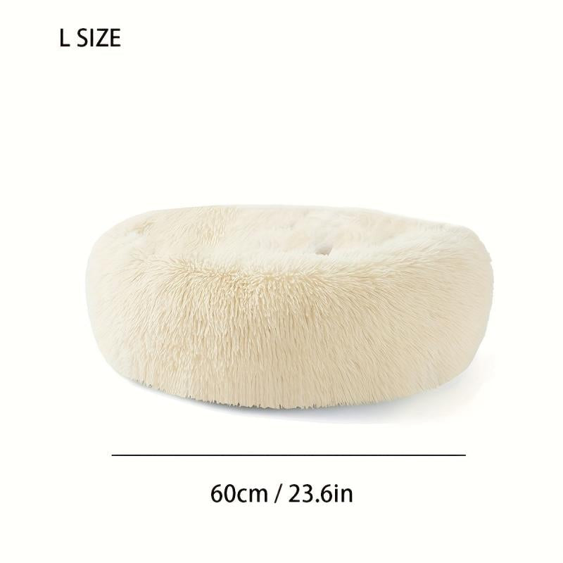 Long Plush Pet Nest - Round Deep Sleep Mat for Cats & Dogs - Winter Warm Bed