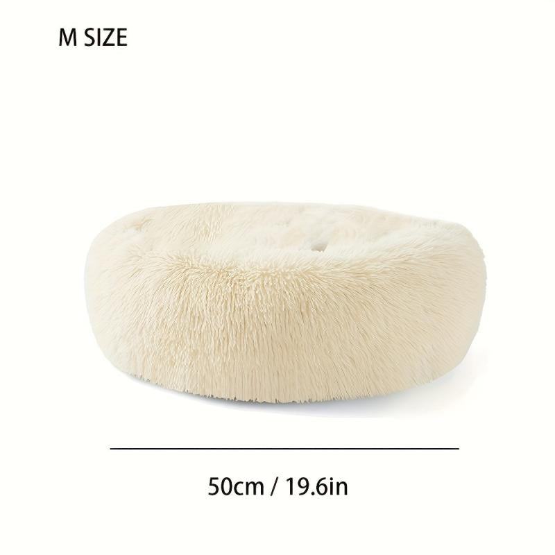 Long Plush Pet Nest - Round Deep Sleep Mat for Cats & Dogs - Winter Warm Bed