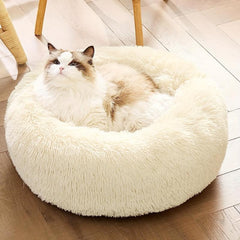 Long Plush Pet Nest - Round Deep Sleep Mat for Cats & Dogs - Winter Warm Bed