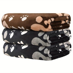 Soft Fleece Dog Blanket Warm Sleep Mat Paw Print Puppy Cat Blanket