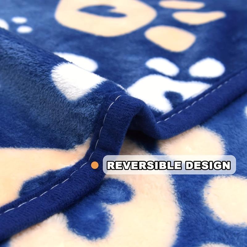 Soft Fleece Dog Blanket Warm Sleep Mat Paw Print Puppy Cat Blanket