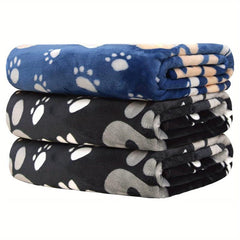 Soft Fleece Dog Blanket Warm Sleep Mat Paw Print Puppy Cat Blanket