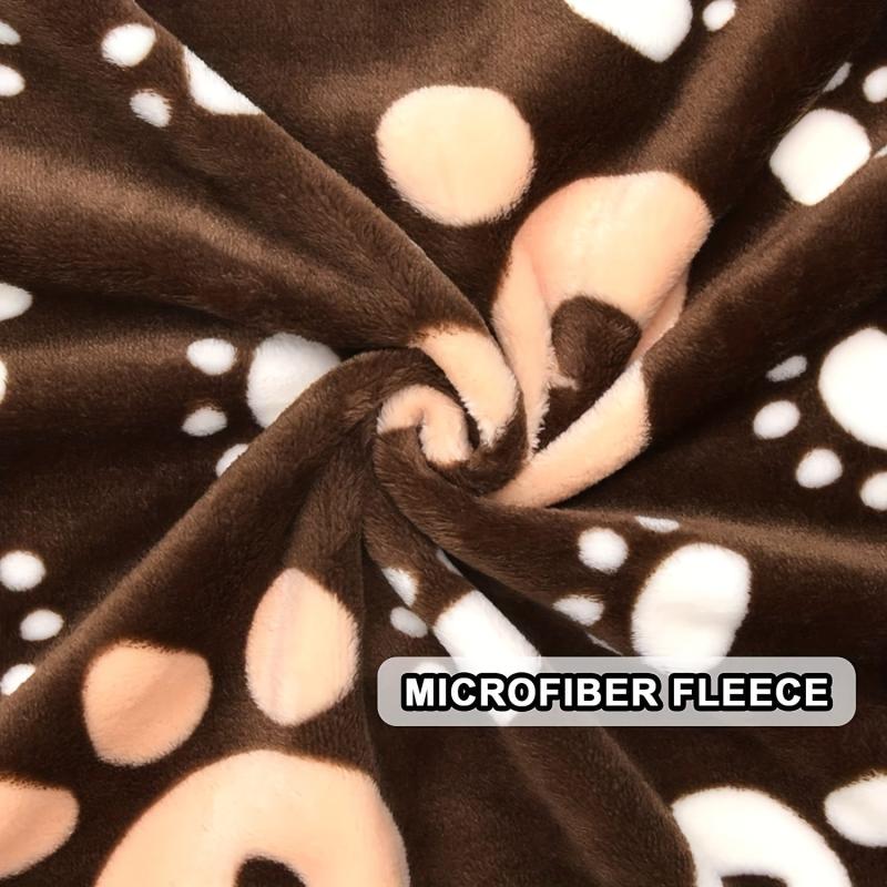 Soft Fleece Dog Blanket Warm Sleep Mat Paw Print Puppy Cat Blanket