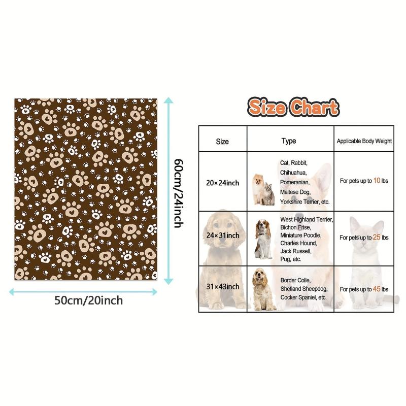 Soft Fleece Dog Blanket Warm Sleep Mat Paw Print Puppy Cat Blanket