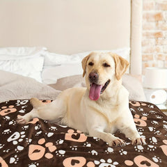 Soft Fleece Dog Blanket Warm Sleep Mat Paw Print Puppy Cat Blanket