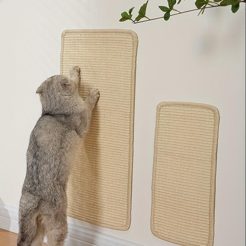 Sisal Cat Scratcher Mat with Magic Stickers - Durable Scratch Pad