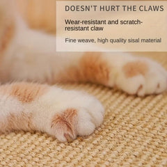 Sisal Cat Scratcher Mat with Magic Stickers - Durable Scratch Pad