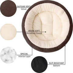 Round Donut Cat Cushion Bed Soft Plush Cat Nest Non-slip Bottom