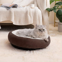 Round Donut Cat Cushion Bed Soft Plush Cat Nest Non-slip Bottom