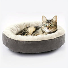 Round Donut Cat Cushion Bed Soft Plush Cat Nest Non-slip Bottom