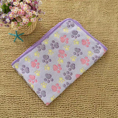 Cozy Pet Blanket for Cats and Dogs Coral Fleece Paw Print Blanket