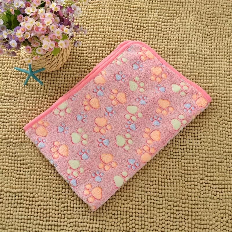 Cozy Pet Blanket for Cats and Dogs Coral Fleece Paw Print Blanket
