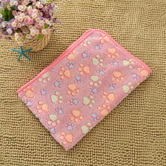 Cozy Pet Blanket for Cats and Dogs Coral Fleece Paw Print Blanket