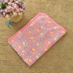 Cozy Pet Blanket for Cats and Dogs Coral Fleece Paw Print Blanket