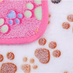 Cozy Pet Blanket for Cats and Dogs Coral Fleece Paw Print Blanket