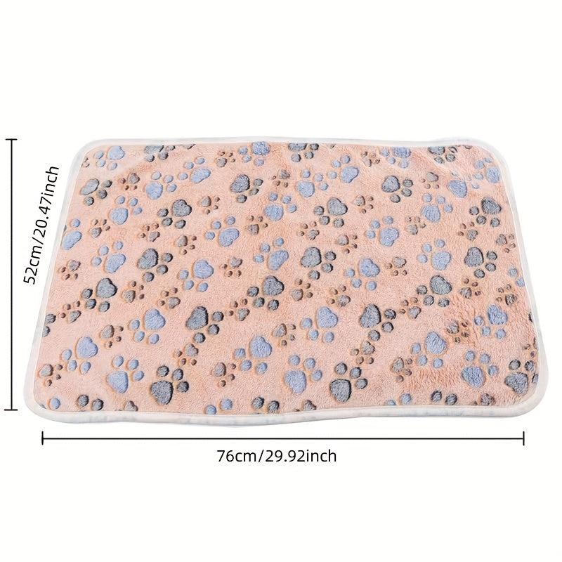 Cozy Pet Blanket for Cats and Dogs Coral Fleece Paw Print Blanket
